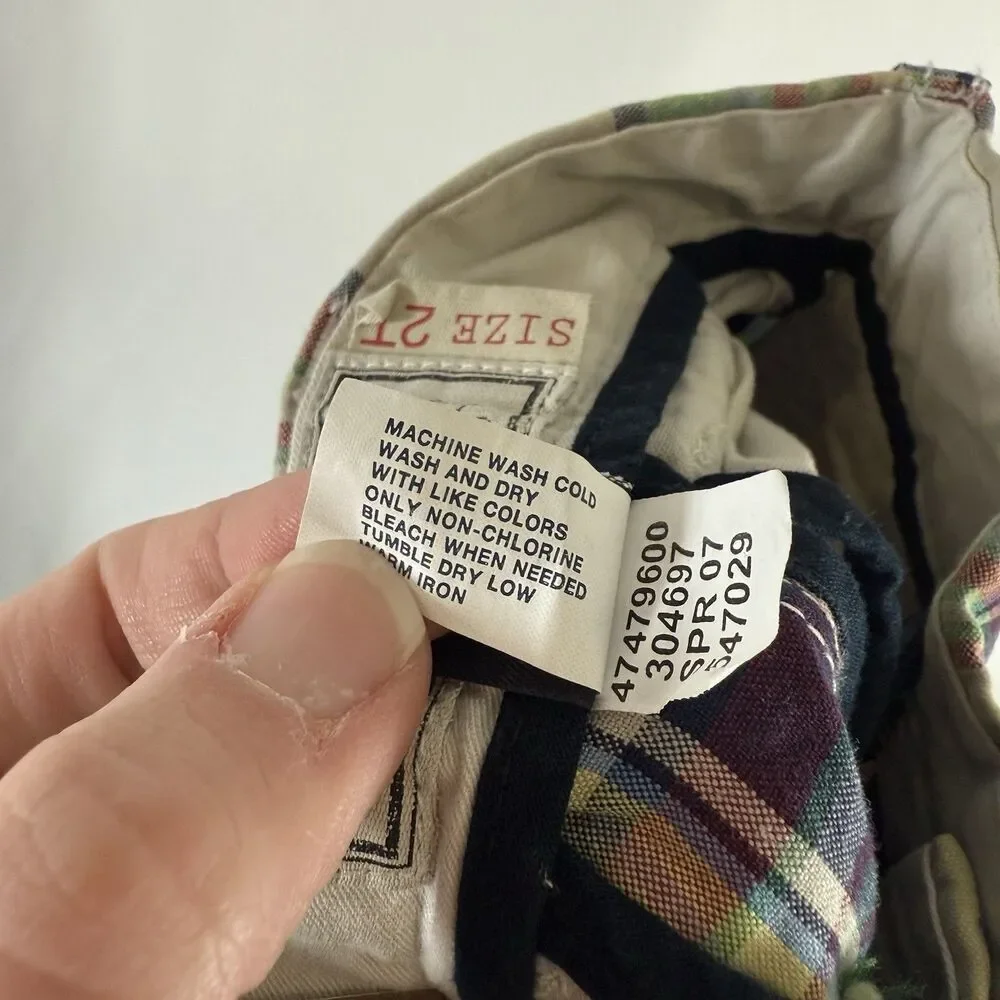 New Gap Chino Pants Boys 2 Years Mulitcolor Plaid Button Zip